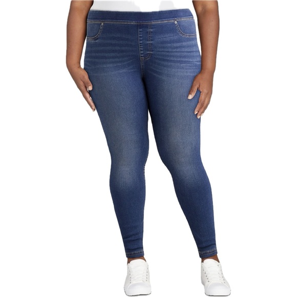Terra & Sky Medium Blue Skinny High Rise Jeggings 3LM02.5 - Picture 1 of 8